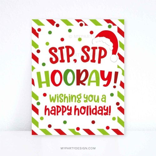 christmas sip sip hooray sign for teachers or staff appreciation