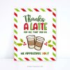 christmas thanks a latte sign for coffee appreciation gifts for teachers, volunteers or staff