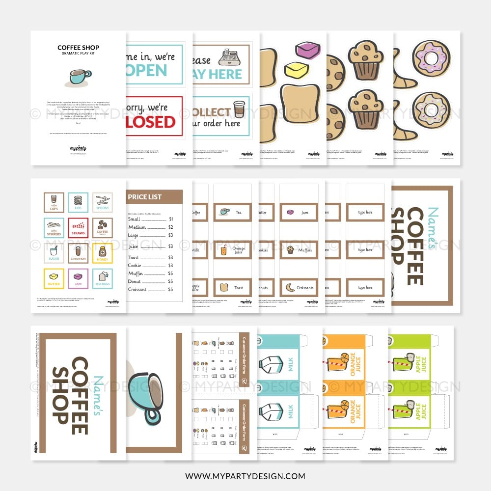 COFFEE-SHOP-DRAMATIC-PLAY-PRINTABLES-00B Printable Coffee Shop Dramatic Play Kit for Imaginative play