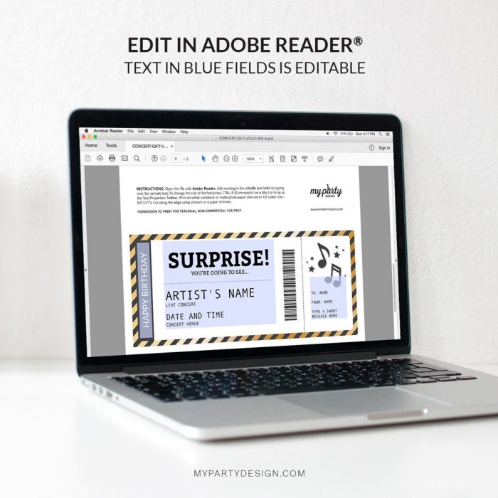 editable concert ticket template