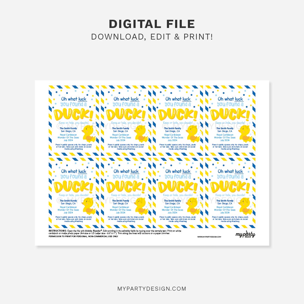 CRUISING-DUCKS-TAGS-BLUE-00C printable cruising ducks tags in blue and yellows colors