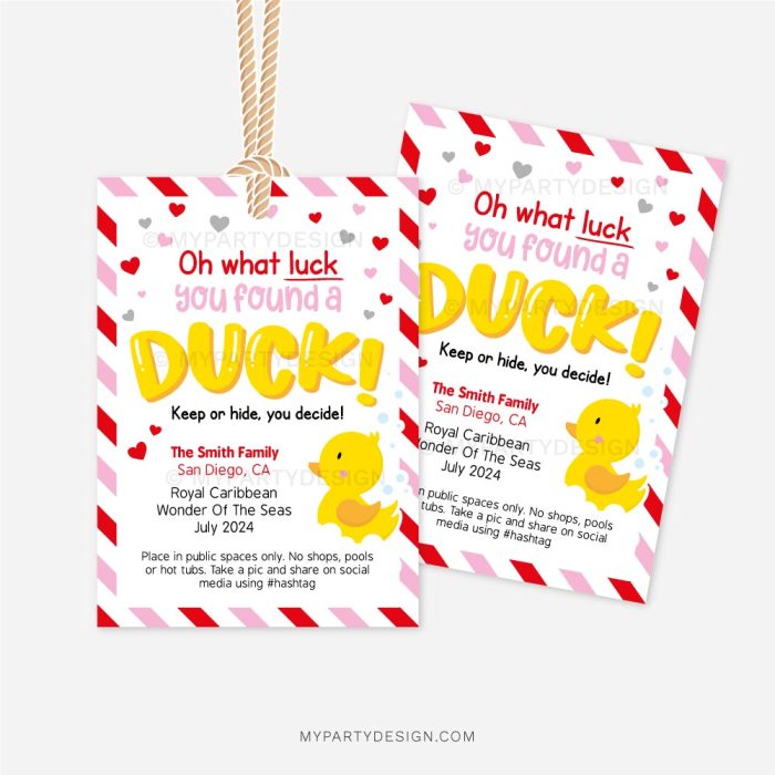 Valentine's Day cruising ducks tags for cruise duck hiding game