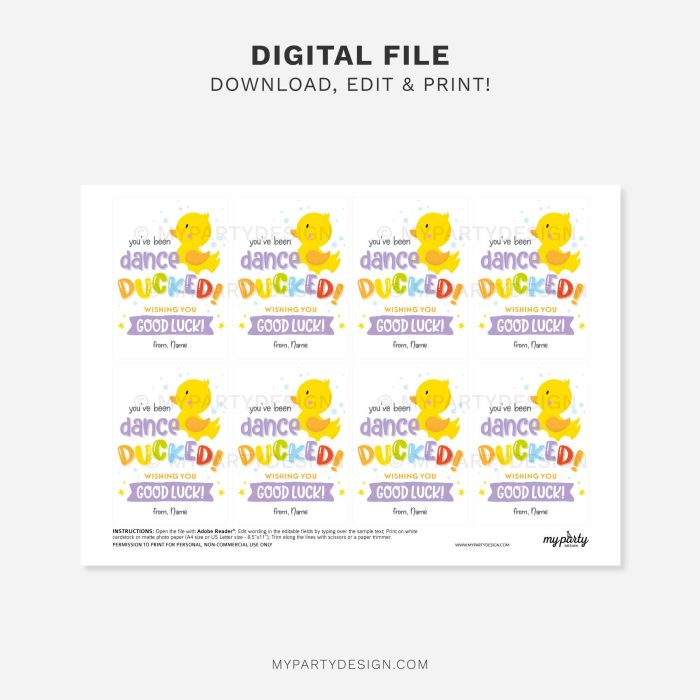 printable you've been dance ducked tags for competition fun at dance comps