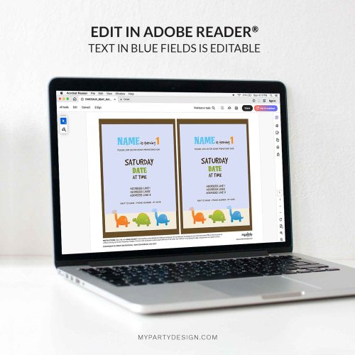 dinosaur party invitation - editable printable invite