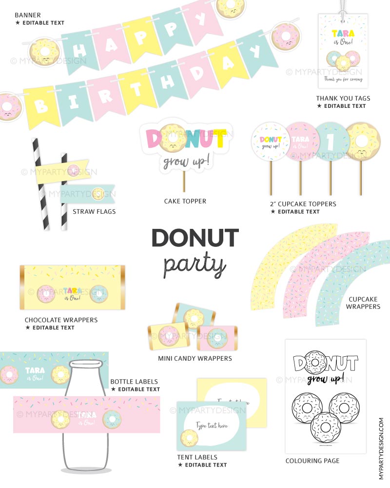 DONUT-BIRTHDAY-PARTY-PRINTABLES-00B donut birthday party decorations