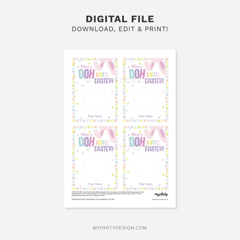 EASTER-CARDS-PLAYDOUGH-DOHRIFFIC-00B printable easter play dough card - have a doh-riffic easter