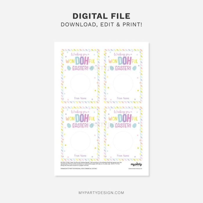 printable have a wondohful easter play dough card