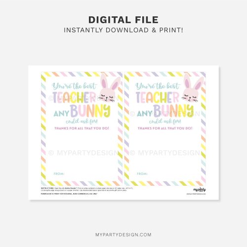 printable best teacher Easter Gift Card Holder