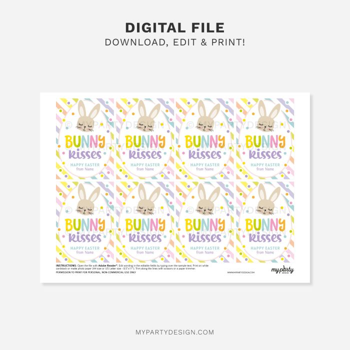 printable bunny kisses easter gift tag for kids easter class gifts