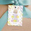 bunny kisses and easter wishes gift tag featuring cute easter bunny illustration