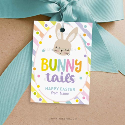 bunny tails easter gift tag featuring cute easter bunny illustration