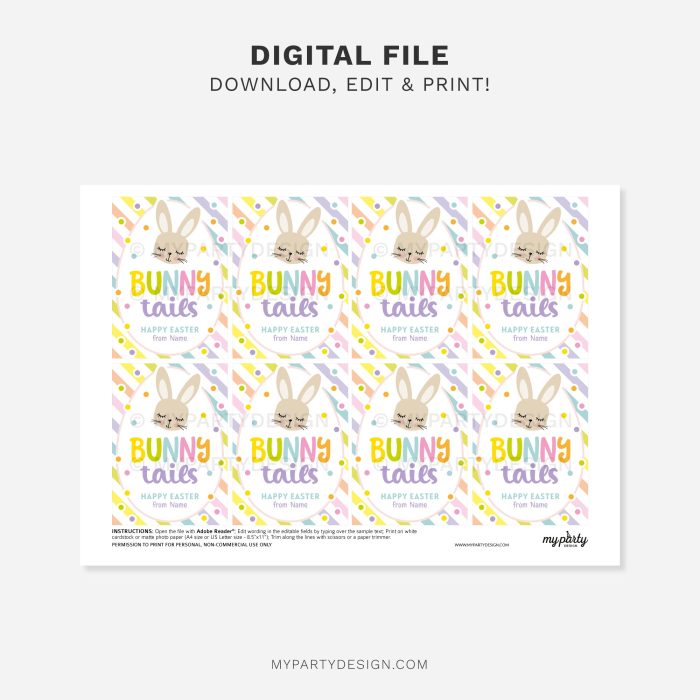 printable bunny tails easter gift tag for kids easter class gifts