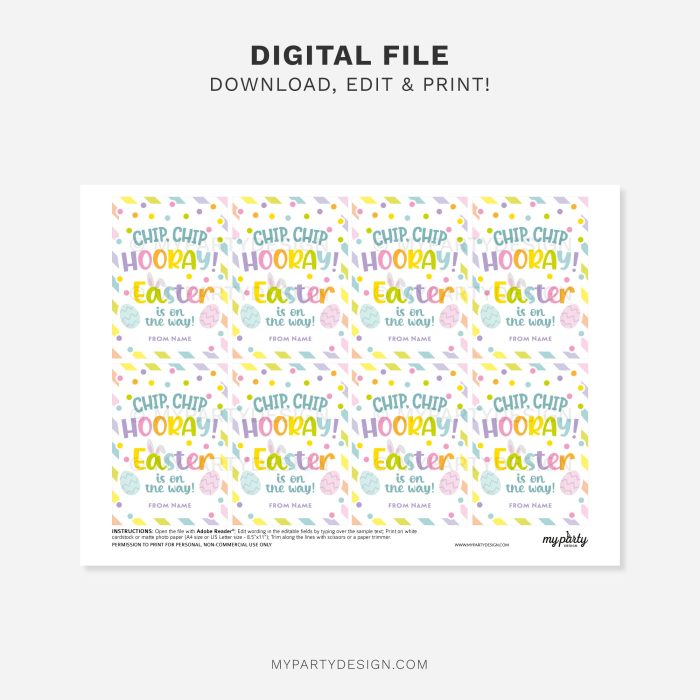 printable easter chip chip hooray gift tag for easter class gifts