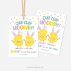 easter chips class gift tags that read "chip chip hooray! Easter is on the way!"