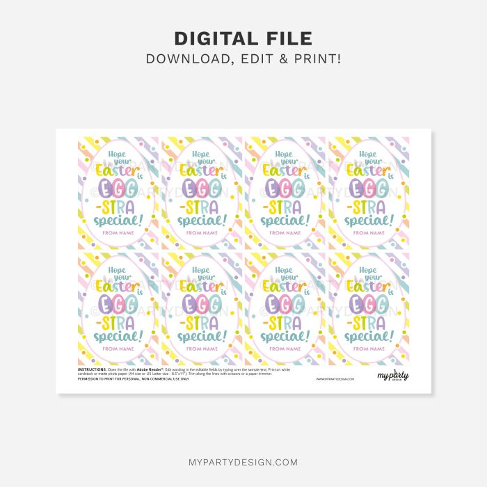 printable Hope your Easter is Egg-stra Special Gift Tag for easter class gifts