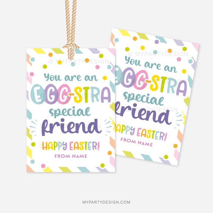 easter class gift tags that read "you are an egg-stra special friend. happy easter"