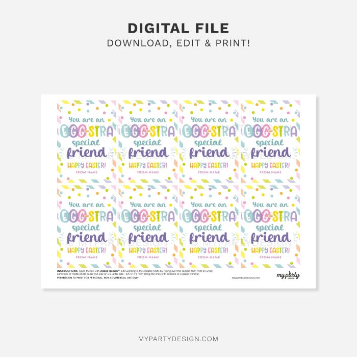 printable egg-stra special friend gift tag for easter class gifts