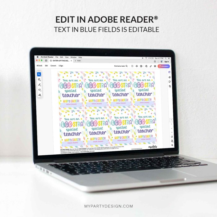 editable egg-stra special teacher gift tag template for educators or school teachers easter gifts