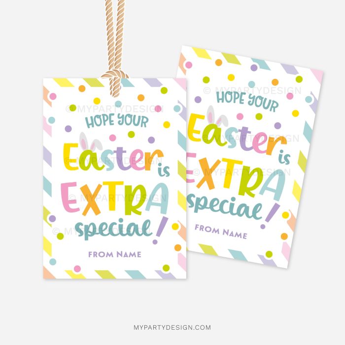 easter gift tags for class gifts that read "hope your easter is extra special"