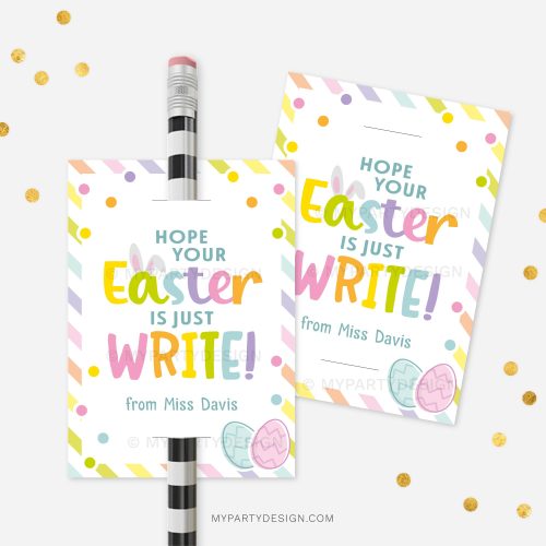 easter pencil tag for non-candy easter class gifts
