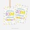 easter gift tags that read "wishing you a scent-sational easter"
