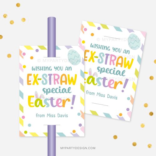 easter straw tag for school non-candy easter class gifts