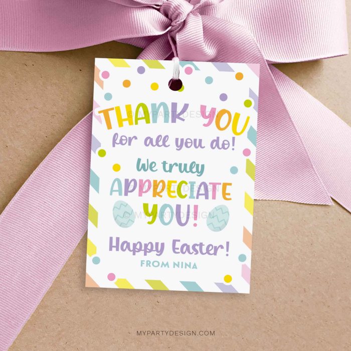 easter thank you gift tag for staff, volunteers or teacher appreciation gifts