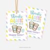 easter appreciation gift tags for coffee gifts that read "thanks a latte for all that you do. happy easter"