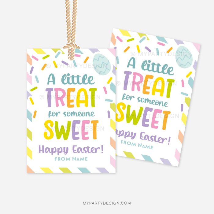 easter gift tags that read "a little treat for someone sweet"