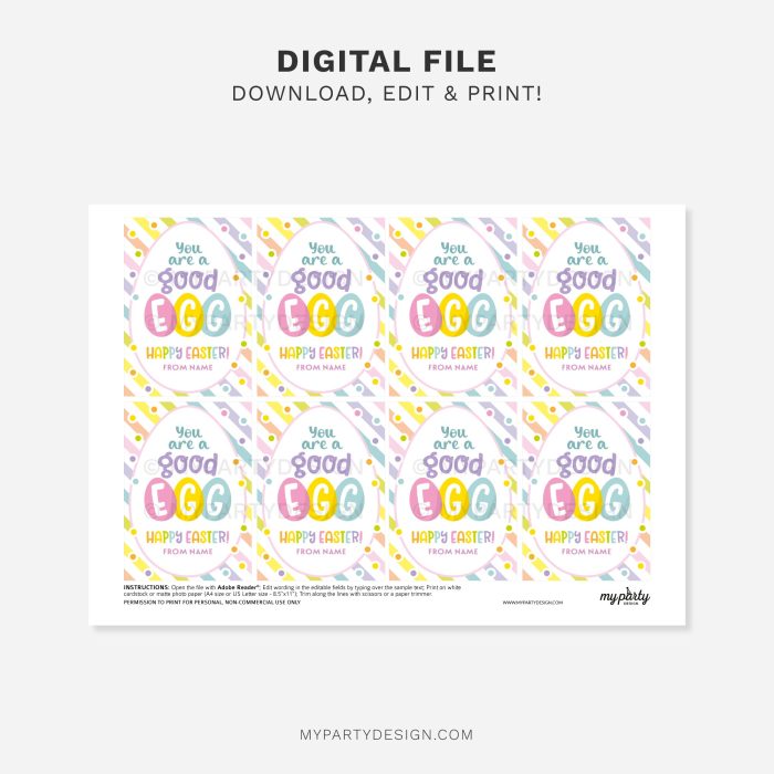 printable You're a Good Egg Easter Gift Tag for easter class gifts