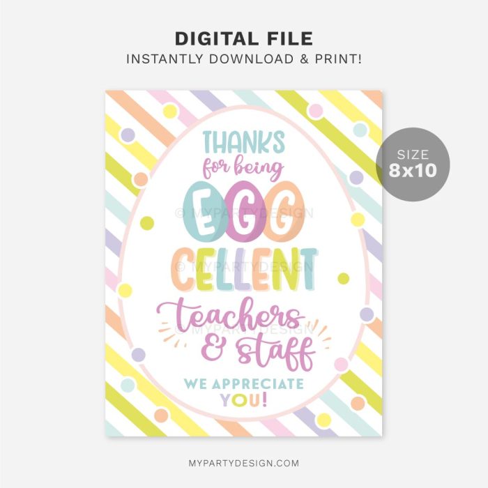 printable EGGcellent Teachers and Staff Easter Sign
