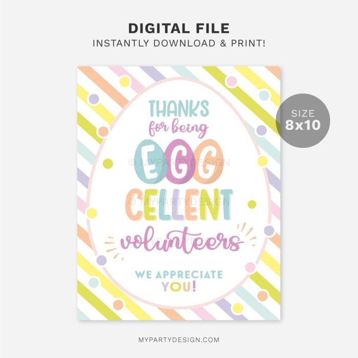 printable EGGcellent Volunteers Easter Sign
