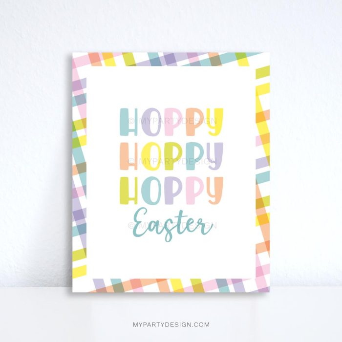 happy easter sign that reads "hoppy hoppy hoppy easter""
