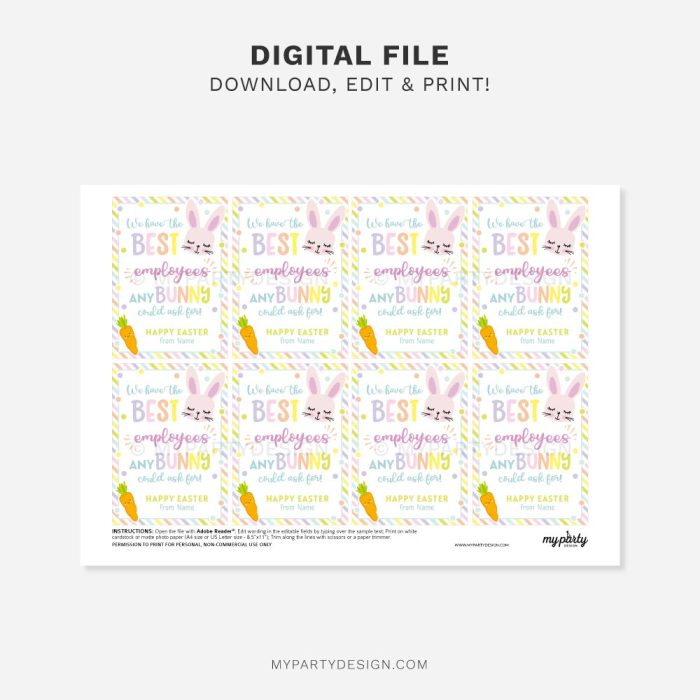 printable employee appreciation Easter tags