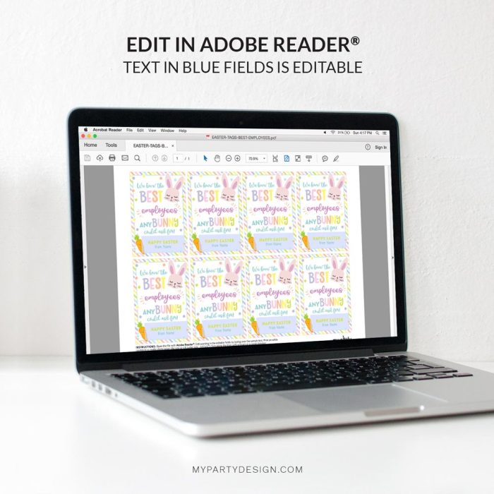 editable employee appreciation Easter tags