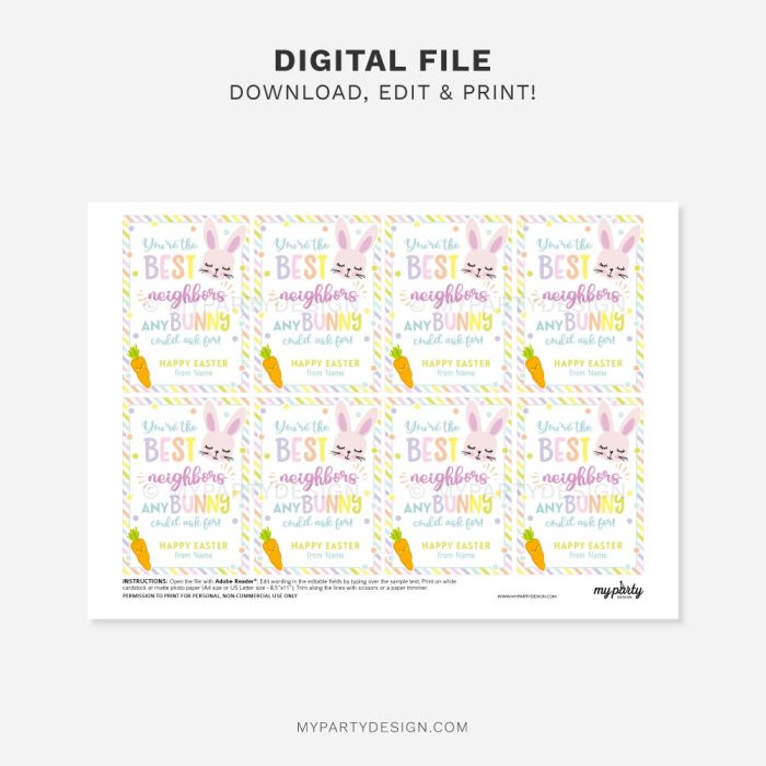 printable neighbor appreciation Easter tags
