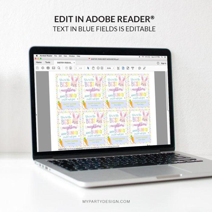 editable neighbor appreciation Easter tags