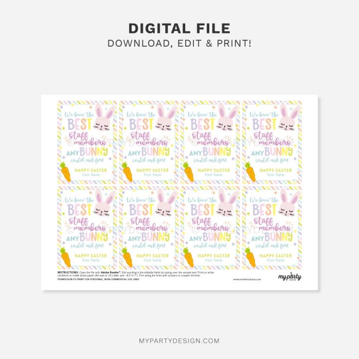 printable staff appreciation Easter tags