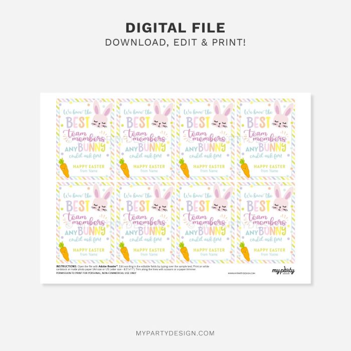 printable team appreciation Easter tags