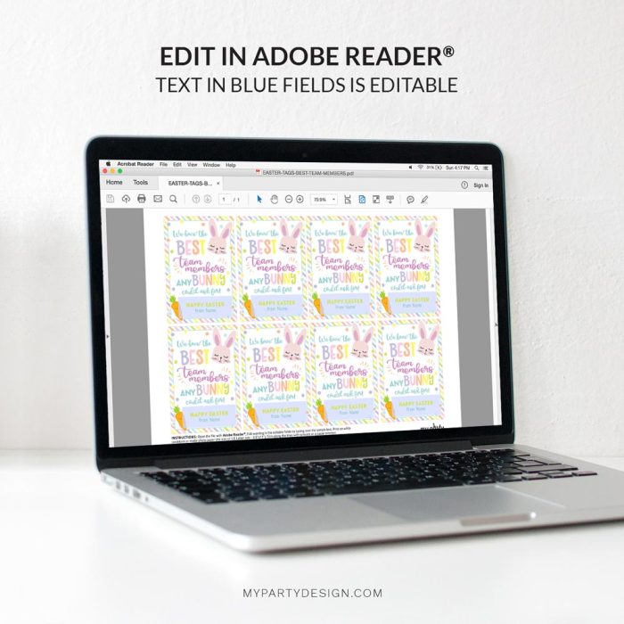 editable team appreciation Easter tags