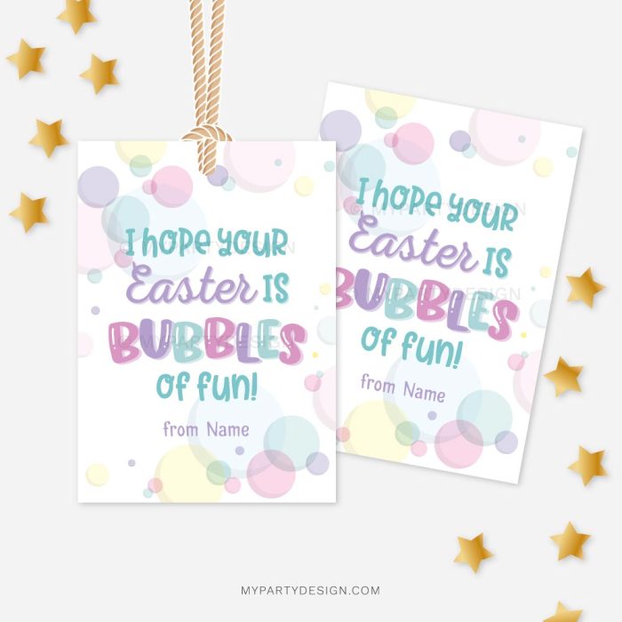 Easter Bubbles of Fun Tags for kids class gifts or gift from teacher