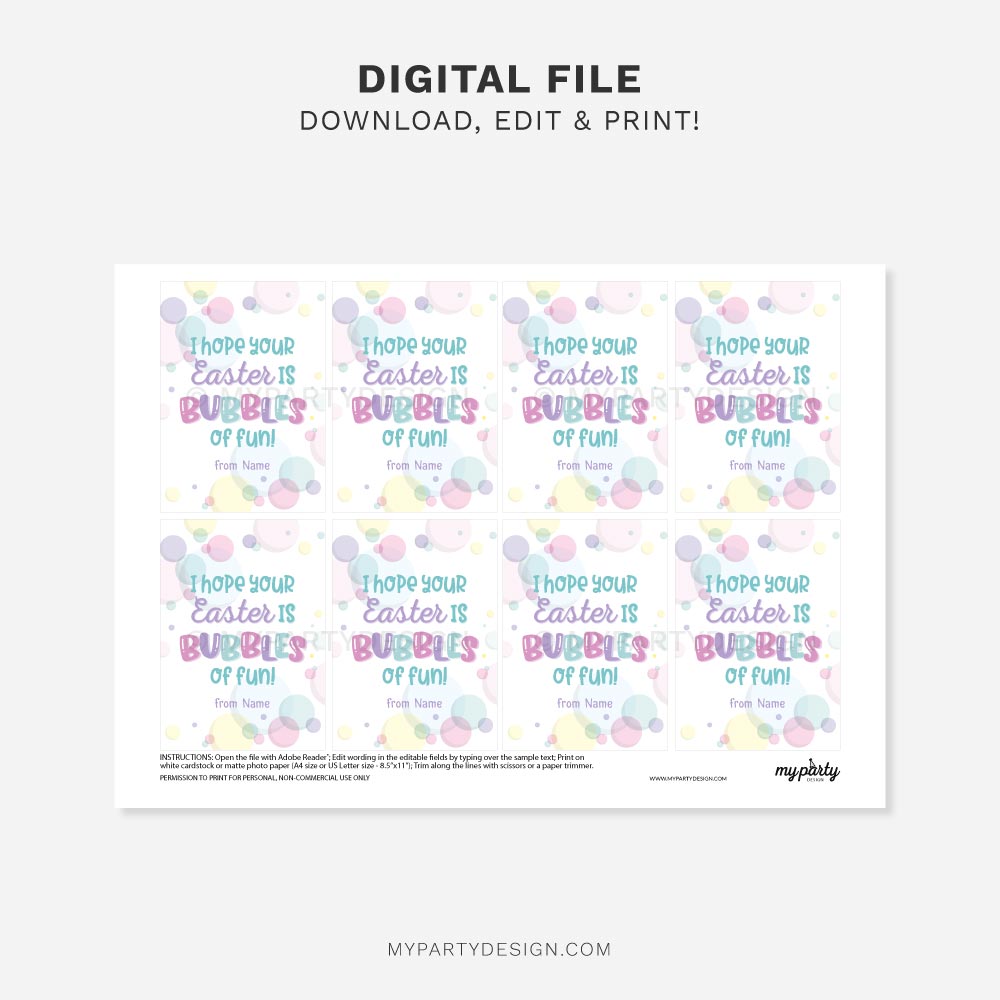 EASTER-TAGS-BUBBLES-OF-FUN-00B printable Easter Bubbles of Fun Tags for kids class gifts or gift from teacher