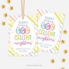 EASTER-TAGS-EGGCELLENT-NEIGHBORS-00A Eggcellent neighbors Easter Tags in pastel rainbow colors with stripes background that read "Thanks for being EGGcellent neighbors"