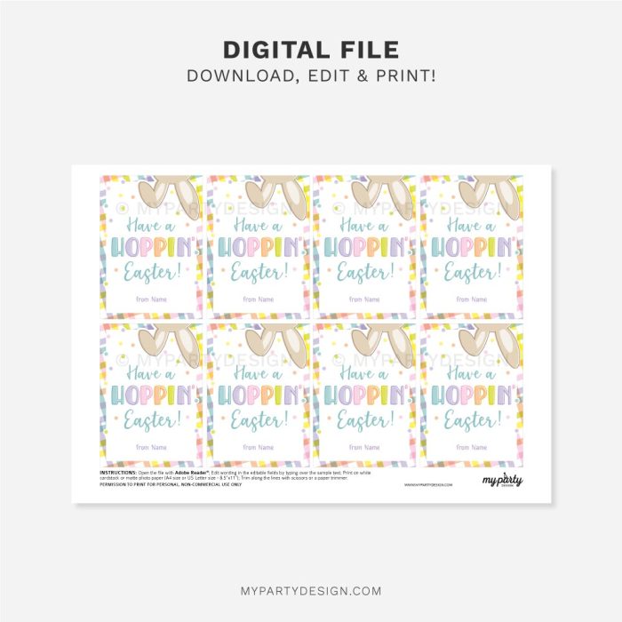 printable Have a Hoppin' Easter tags for Easter gifts