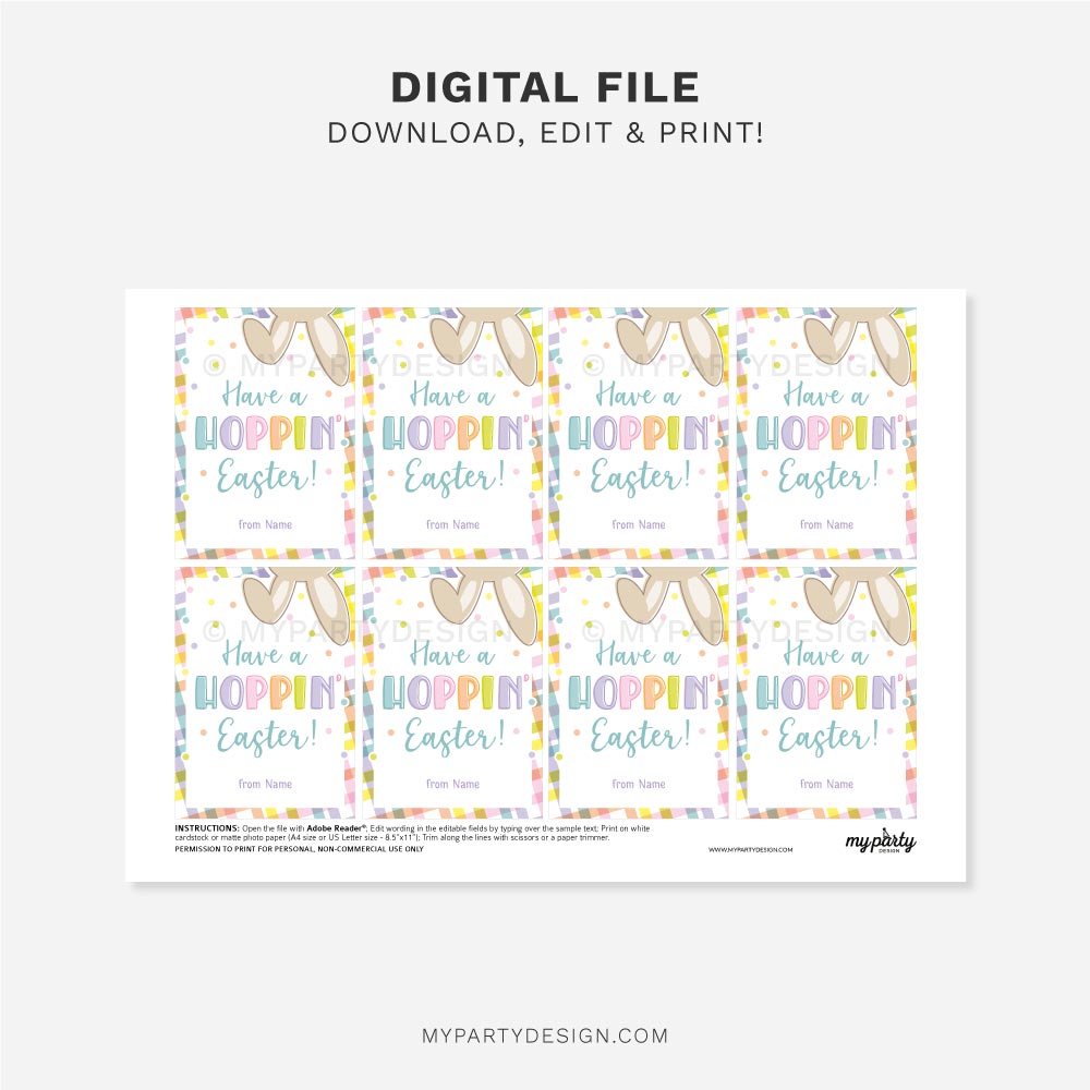 EASTER-TAGS-HOPPIN-EASTER-00C printable Have a Hoppin' Easter tags for Easter gifts
