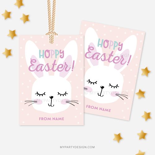 Hoppy Easter Bunny Tags in soft pink and purple colors