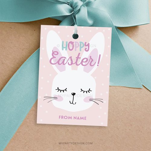 Hoppy Easter Bunny Tags in soft pink and purple colors