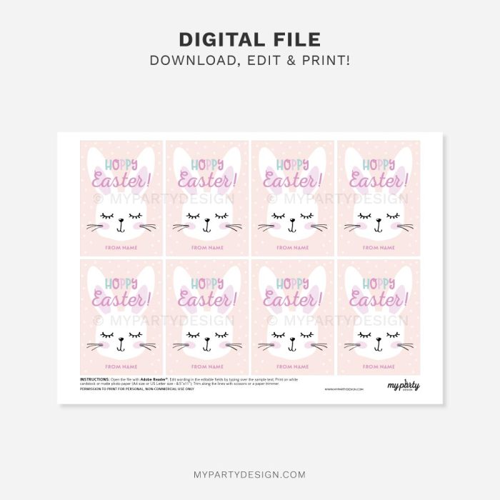 printable Hoppy Easter Bunny Tags