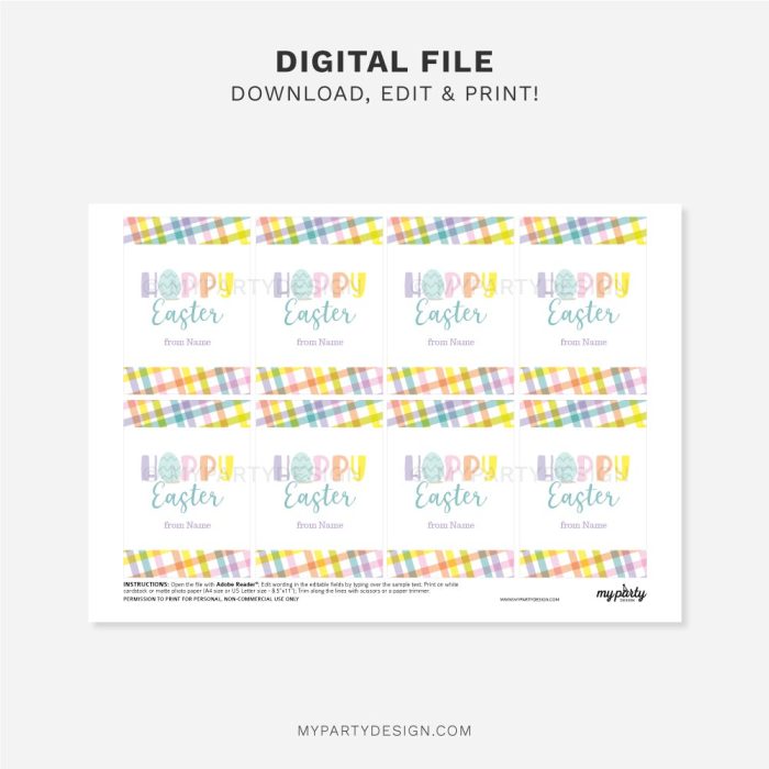 printable Hoppy Easter Tags for Easter gifts
