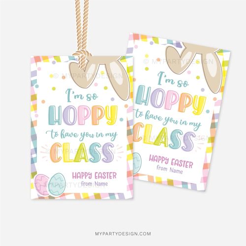 hoppy you're in my class easter tags for students or classmates
